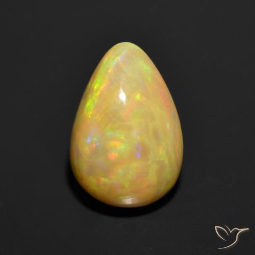 1.44ct 자연스러운 다색 오팔, 배 모양, 불투명체