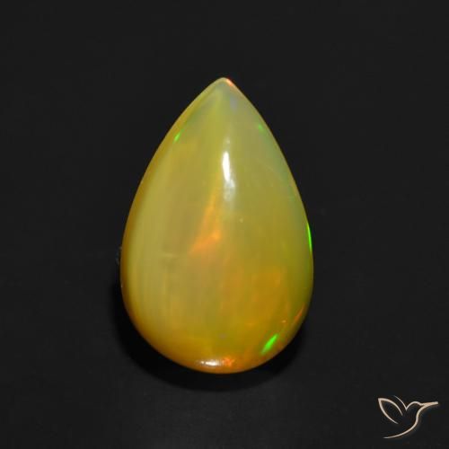 0.98ct 자연스러운 다색 오팔, 배 모양, 투명한