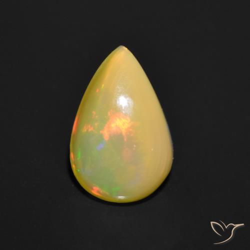 0.85ct 자연스러운 다색 오팔, 배 모양, 투명한