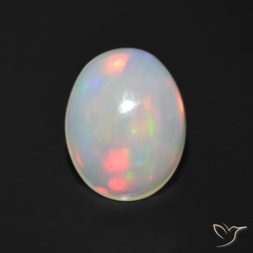 0.95캐럿 천연 멀티컬러 오팔, 타원형 컷, 8.7×6.8 mm, 투명한