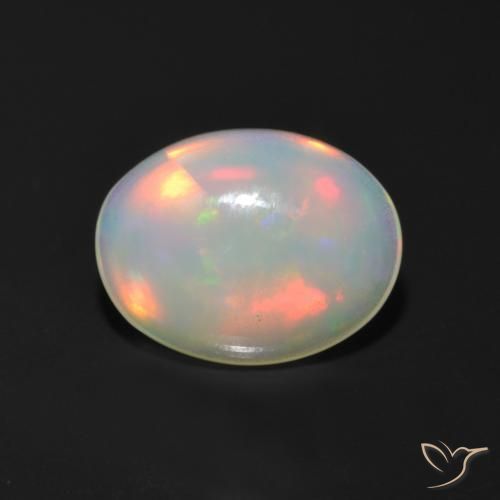 0.95캐럿 천연 멀티컬러 오팔, 타원형 컷, 8.7×6.8 mm, 투명한