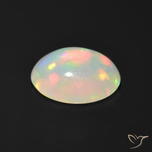 0.95캐럿 천연 멀티컬러 오팔, 타원형 컷, 8.7×6.8 mm, 투명한