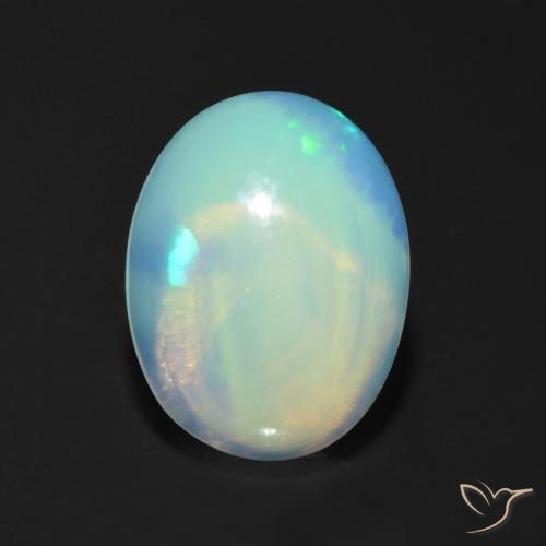 1.38ct 자연스러운 다색 오팔, 타원형, 투명한