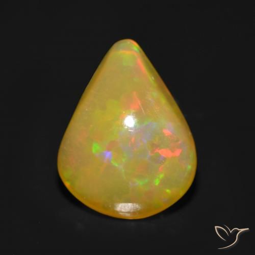 0.72ct 자연스러운 다색 오팔, 배 모양, 투명한