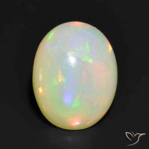 1.08ct 자연스러운 다색 오팔, 타원형, 투명한