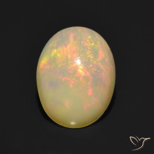 1.01캐럿 천연 다색 오팔, 타원형 컷, 투명한