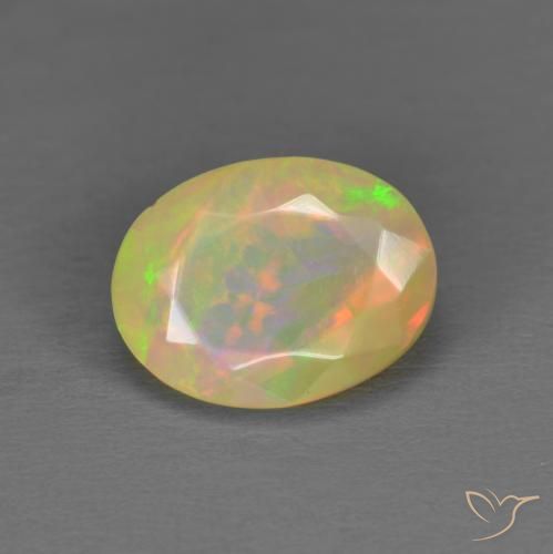 1.41ct 자연스러운 다색 오팔, 타원형, 투명한