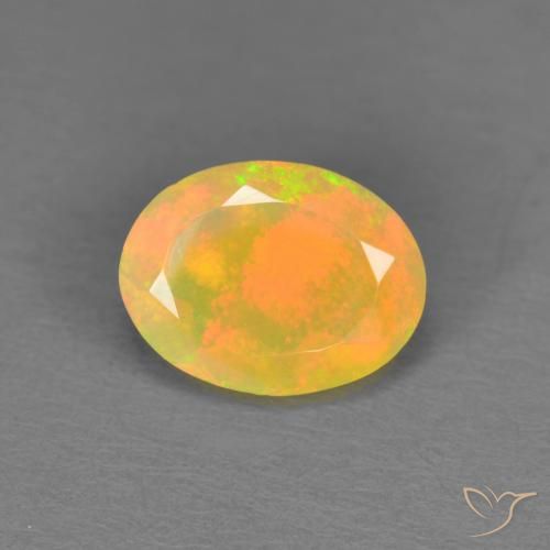 0.84ct 자연스러운 다색 오팔, 타원형, 투명한