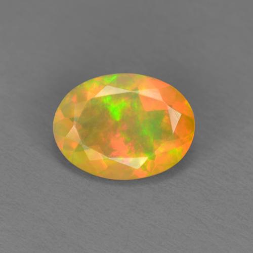 0.74캐럿 천연 멀티컬러 오팔, 타원형 컷, 8×6 mm, 투명한