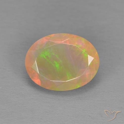 1.24ct 자연스러운 다색 오팔, 타원형, 투명한