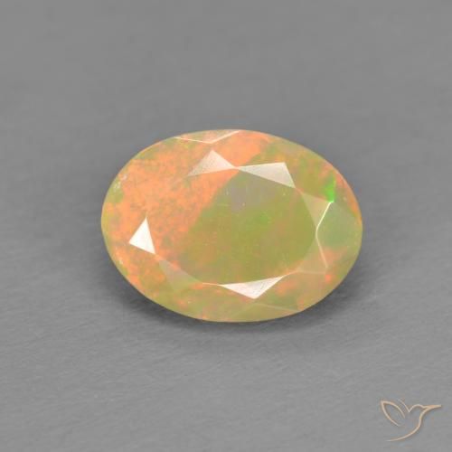 0.82ct 자연스러운 다색 오팔, 타원형, 투명한