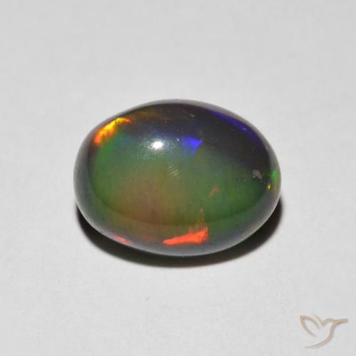 1.23ct 자연스러운 다색 오팔, 타원형, 불투명체