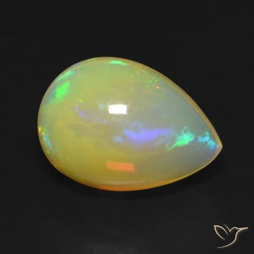 5.00ct 자연스러운 다색 오팔, 배 모양, 투명한