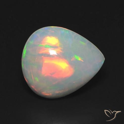 2.47ct 자연스러운 다색 오팔, 배 모양, 투명한
