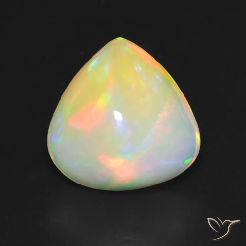 4.44ct 자연스러운 다색 오팔, 배 모양, 투명한