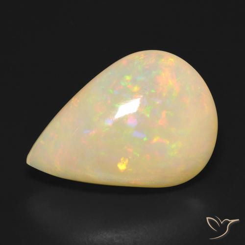 7.07ct 자연스러운 다색 오팔, 배 모양, 투명한