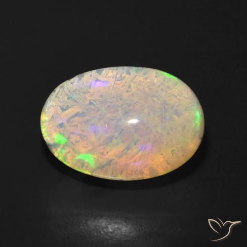 3.37ct 자연스러운 다색 오팔, 타원형, 투명한