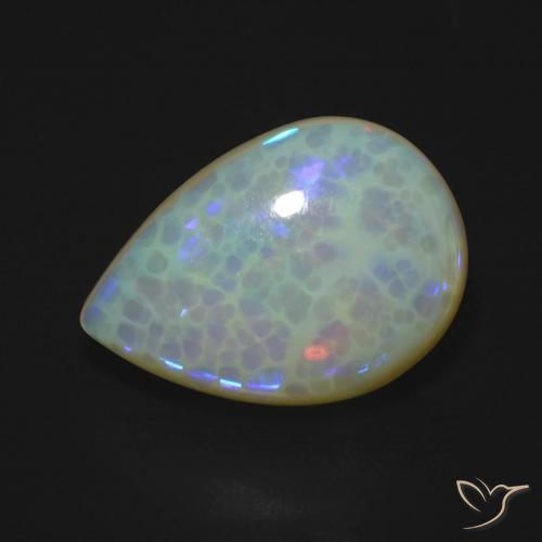 6.18ct 자연스러운 다색 오팔, 배 모양, 투명한