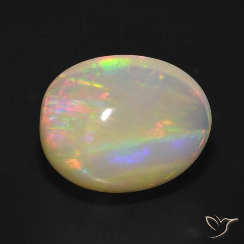 5.74ct 자연스러운 다색 오팔, 타원형, 투명한