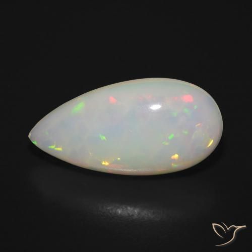5.68ct 자연스러운 다색 오팔, 배 모양, 투명한