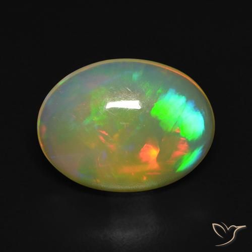 3.07ct 자연스러운 다색 오팔, 타원형, 투명한