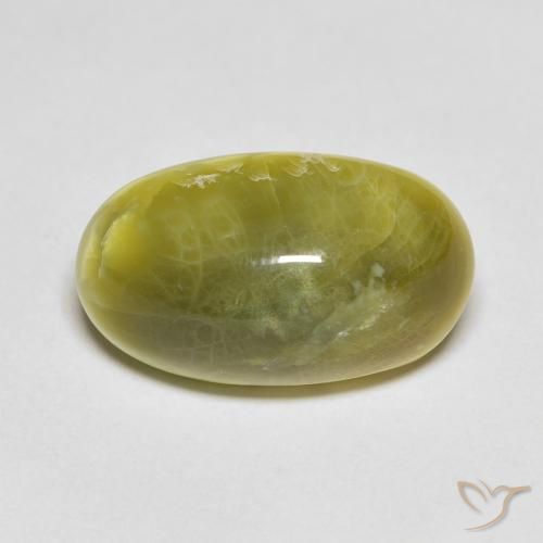5.28ct 자연스러운 황록색 오팔, 타원형, 불투명체