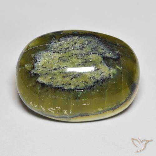 33.65ct 자연스러운 따뜻한 녹색 오팔, 타원형, 불투명체