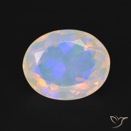 4.02ct 자연스러운 다색 오팔, 타원형, 투명한