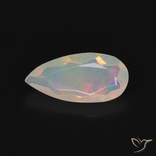 0.76ct 자연스러운 다색 오팔, 배 모양, 투명한