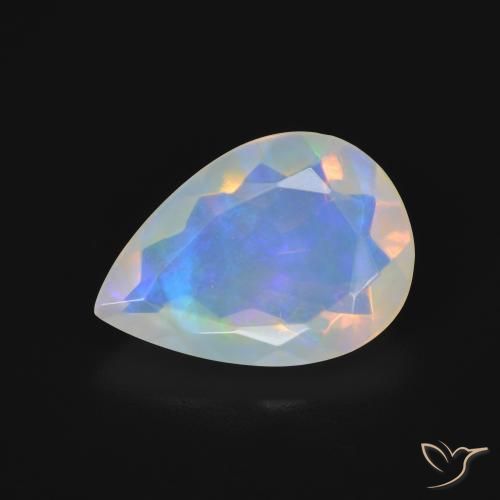 3.01ct 자연스러운 다색 오팔, 배 모양, 투명한