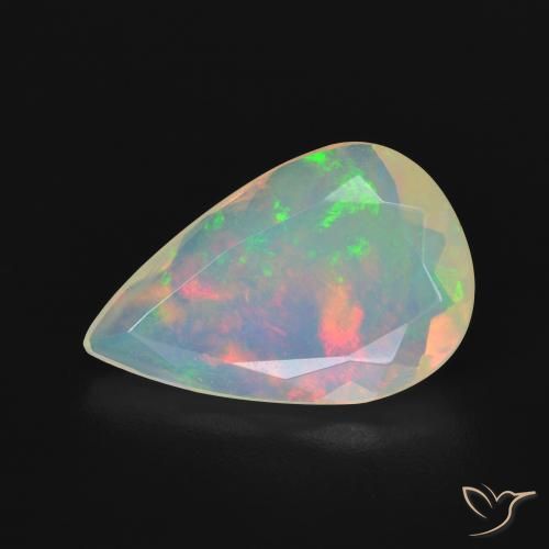 2.50ct 자연스러운 다색 오팔, 배 모양, 투명한