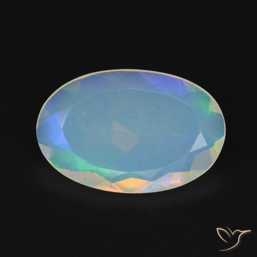 3.40ct 자연스러운 다색 오팔, 타원형, 투명한