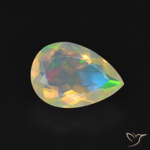 1.43ct 자연스러운 다색 오팔, 배 모양, 투명한