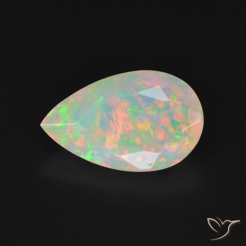 2.31ct 자연스러운 다색 오팔, 배 모양, 투명한
