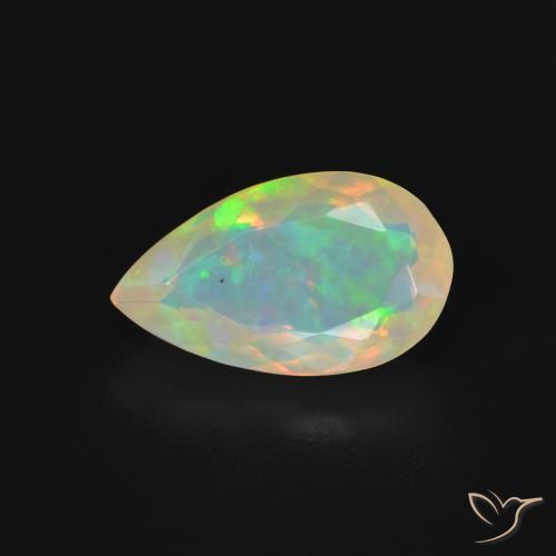 2.35ct 자연스러운 다색 오팔, 배 모양, 투명한