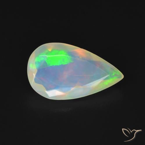 1.11ct 자연스러운 다색 오팔, 배 모양, 투명한