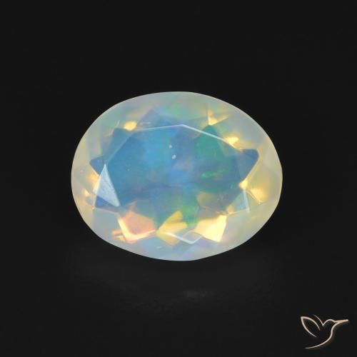 1.08ct 자연스러운 다색 오팔, 타원형, 투명한