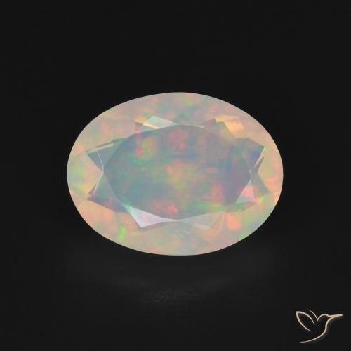 1.51ct 자연스러운 다색 오팔, 타원형, 투명한
