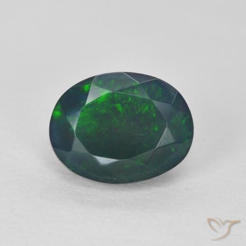 1.37캐럿 타원형 오팔 원석, 느슨한 인증 오팔 에티오피아에서, 천연 보석, 9.4 x 7.3 mm, Photo A