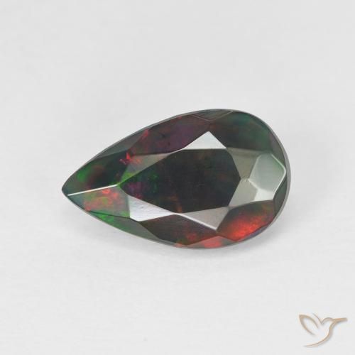 1.11ct 자연스러운 다색 오팔, 배 모양, 투명한