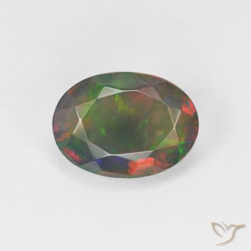 1.65ct 자연스러운 다색 오팔, 타원형, 투명한
