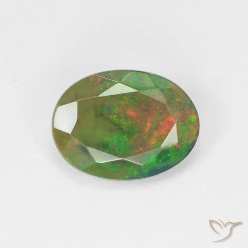 1.60ct 자연스러운 다색 오팔, 타원형, 투명한