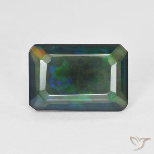 1.70ct 자연스러운 다색 오팔, 에메랄드 컷, 투명한