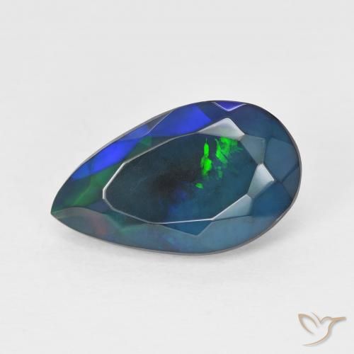 2.34ct 자연스러운 다색 오팔, 배 모양, 투명한