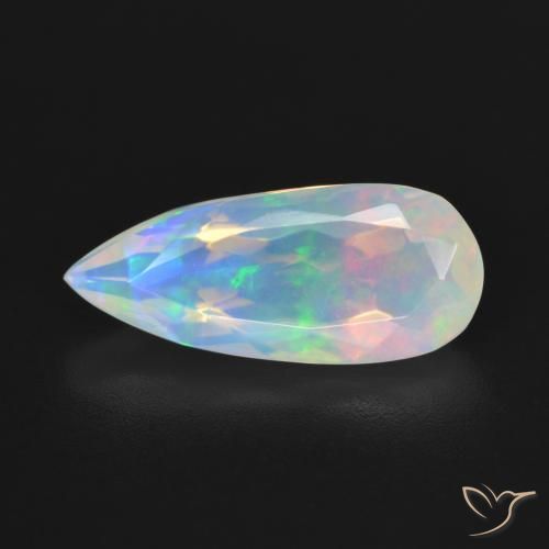 2.64ct 자연스러운 다색 오팔, 배 모양, 투명한
