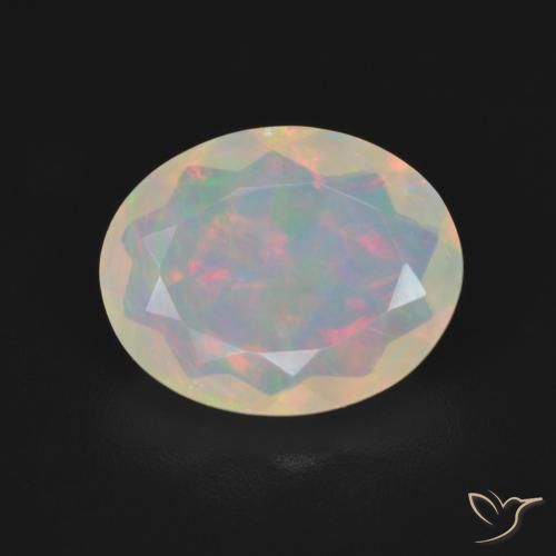 2.16ct 자연스러운 다색 오팔, 타원형, 투명한