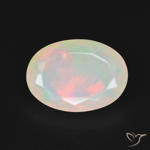 2.71ct 자연스러운 여러 가지 빛깔의 흰색 오팔, 타원형, 투명한