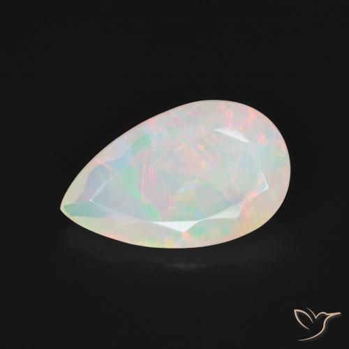 2.63ct 자연스러운 여러 가지 빛깔의 흰색 오팔, 배 모양, 투명한