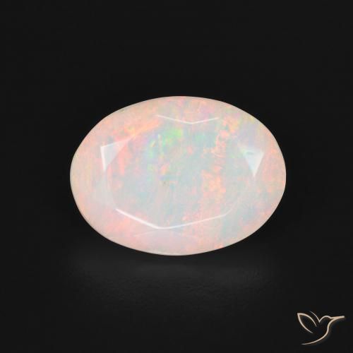 1.87ct 자연스러운 여러 가지 빛깔의 흰색 오팔, 타원형, 투명한