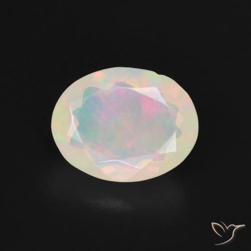 1.62ct 자연스러운 여러 가지 빛깔의 흰색 오팔, 타원형, 투명한